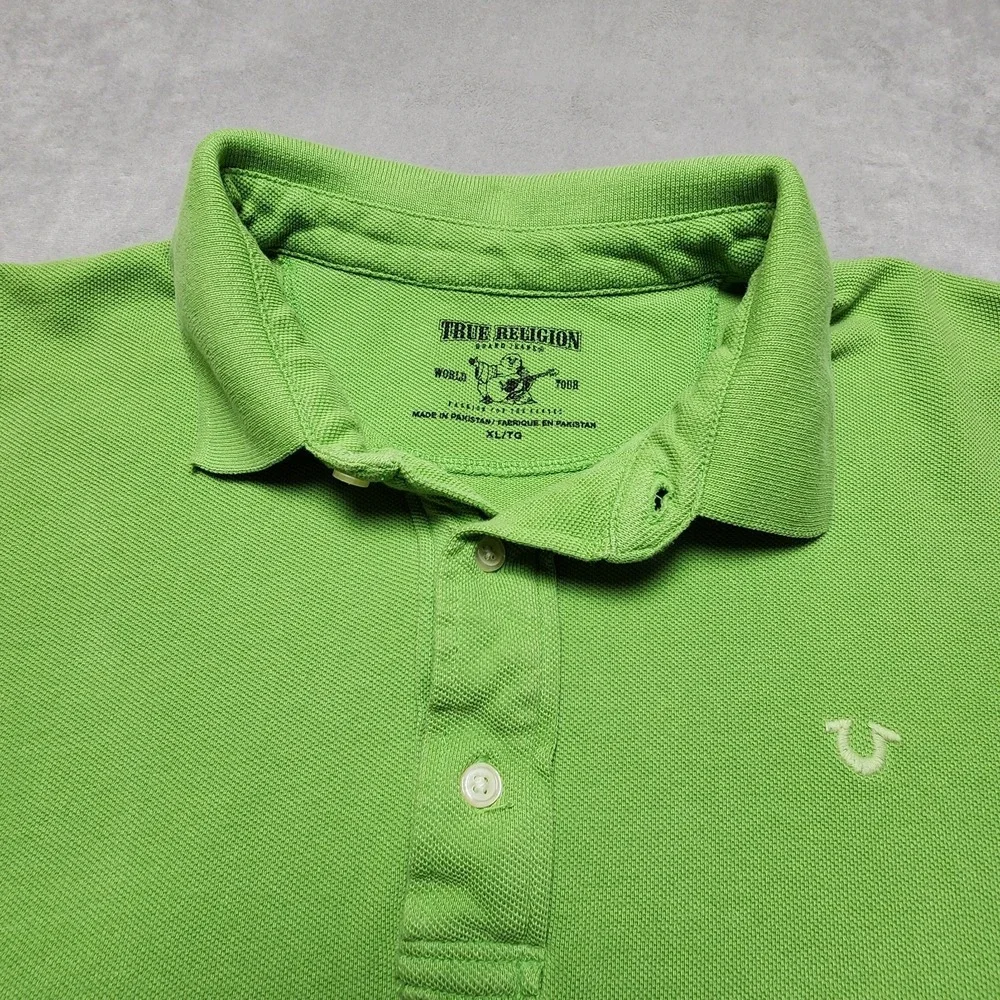True Religion Sportswear California‎ Style Mens XL Green Polo Shirt Short Sleeve